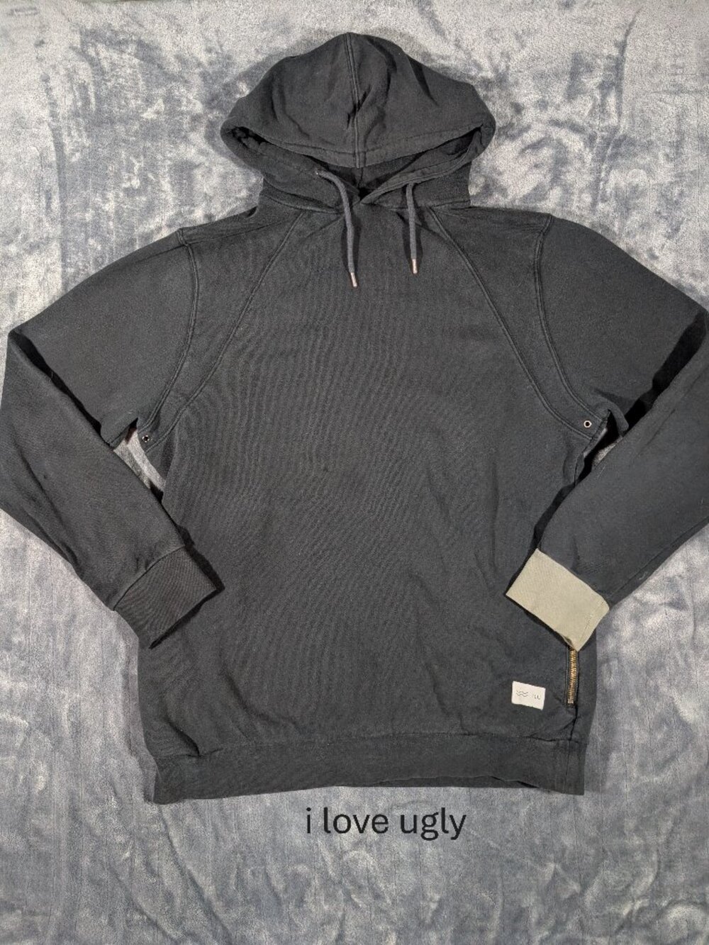 I Love Ugly ILU Hoodie, Sweatshirt, Black, Fantasy is Necessary, Sz L, 1273